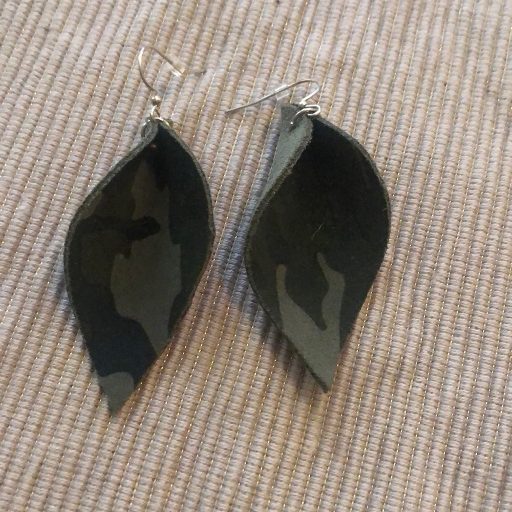 Leather camo earrings